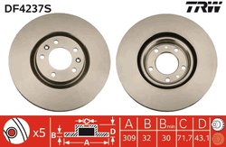 DISC FRANA TRW DF4237S - Compatibil cu PEUGEOT
