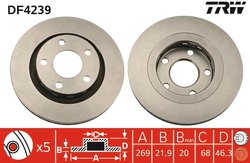 DISC FRANA TRW DF4239 - Compatibil cu AUDI