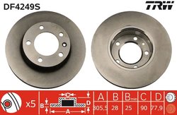 DISC FRANA TRW DF4249S - Compatibil cu NISSAN, OPEL, RENAULT, VAUXHALL