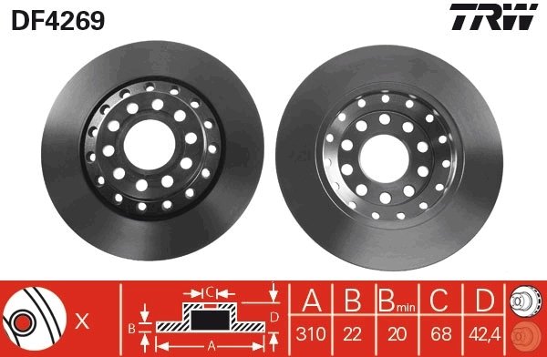DISC FRANA TRW DF4269 - Compatibil cu AUDI, VW