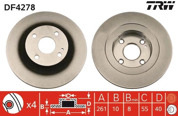 DISC FRANA TRW DF4278 - Compatibil cu FORD AUSTRALIA, HAIMA (FAW), MAZDA