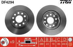 DISC FRANA TRW DF4294 - Compatibil cu AUDI, SEAT, SKODA, SKODA (SVW), VW, VW (FAW)