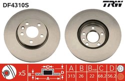 DISC FRANA TRW DF4310S - Compatibil cu FORD, SEAT, VW