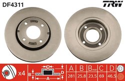 DISC FRANA TRW DF4311 - Compatibil cu MITSUBISHI, SMART
