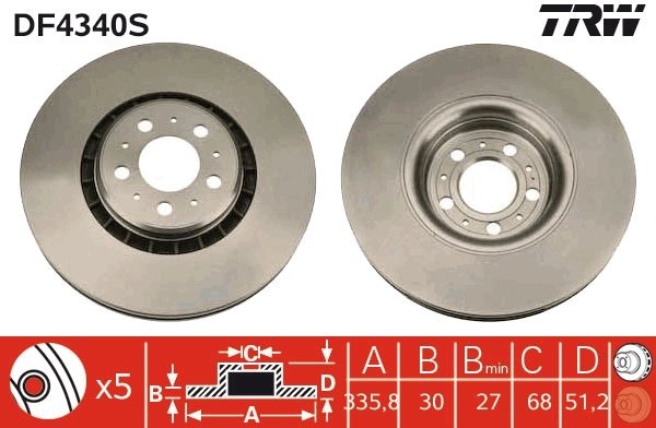 DISC FRANA TRW DF4340S - Compatibil cu VOLVO