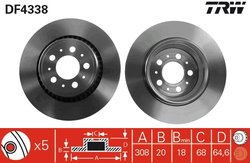 DISC FRANA TRW DF4338 - Compatibil cu VOLVO