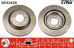 DISC FRANA TRW DF4343S - Compatibil cu LAND ROVER