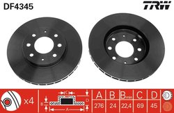 DISC FRANA TRW DF4345 - Compatibil cu MITSUBISHI