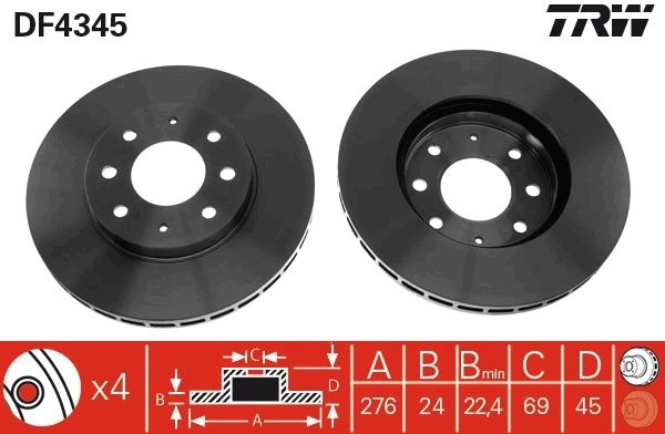 DISC FRANA TRW DF4345 - Compatibil cu MITSUBISHI
