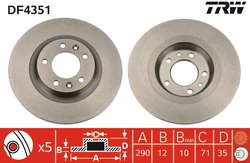 DISC FRANA TRW DF4351 - Compatibil cu CITROEN, PEUGEOT