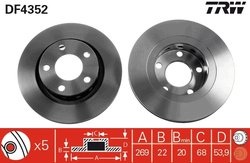 DISC FRANA TRW DF4352 - Compatibil cu AUDI, VW