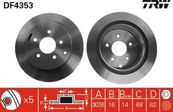DISC FRANA TRW DF4353 - Compatibil cu INFINITI, INFINITI (DFAC), NISSAN, NISSAN (DFAC)