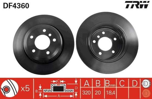 DISC FRANA TRW DF4360 - Compatibil cu BMW, BMW (BRILLIANCE)