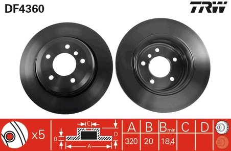 DISC FRANA TRW DF4360 - Compatibil cu BMW, BMW (BRILLIANCE)