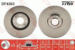 DISC FRANA TRW DF4363 - Compatibil cu CITROEN, PEUGEOT, PEUGEOT (DF-PSA)