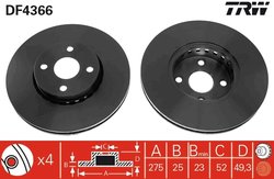 DISC FRANA TRW DF4366 - Compatibil cu TOYOTA, TOYOTA (FAW)