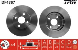 DISC FRANA TRW DF4367 - Compatibil cu BYD, ENGLON, GEELY, GLEAGLE, TOYOTA, TOYOTA (FAW)