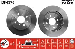 DISC FRANA TRW DF4376 - Compatibil cu OPEL, SUBARU, SUZUKI, VAUXHALL