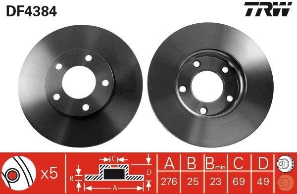 DISC FRANA TRW DF4384 - Compatibil cu HAIMA (FAW), MAZDA, MAZDA (CHANGAN)