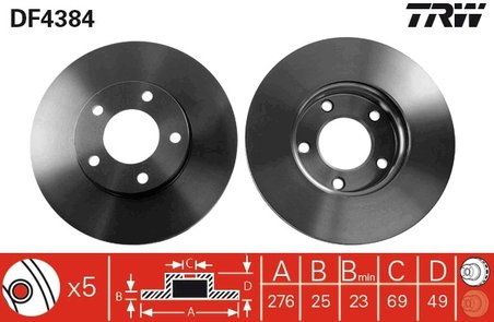 DISC FRANA TRW DF4384 - Compatibil cu HAIMA (FAW), MAZDA, MAZDA (CHANGAN)