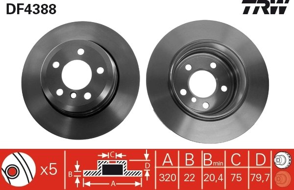 DISC FRANA TRW DF4388 - Compatibil cu BMW