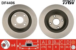 DISC FRANA TRW DF4406 - Compatibil cu MAZDA