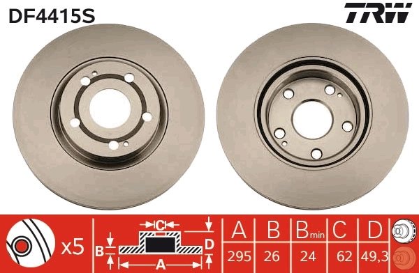 DISC FRANA TRW DF4415S - Compatibil cu TOYOTA