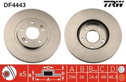 DISC FRANA TRW DF4443 - Compatibil cu HAWTAI, HYUNDAI, HYUNDAI (HUATAI), MITSUBISHI (BJC)