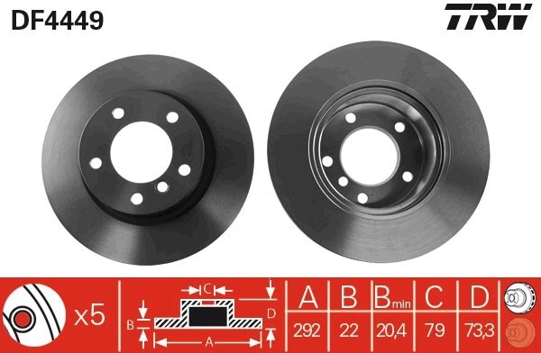 DISC FRANA TRW DF4449 - Compatibil cu BMW, BMW (BRILLIANCE)