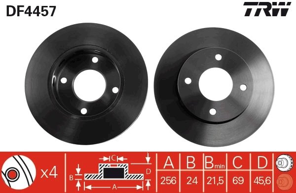 DISC FRANA TRW DF4457 - Compatibil cu HAIMA (FAW), MITSUBISHI, SMART