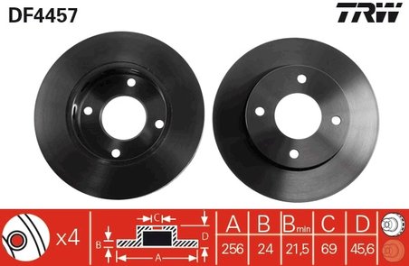 DISC FRANA TRW DF4457 - Compatibil cu HAIMA (FAW), MITSUBISHI, SMART