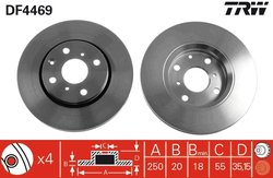 DISC FRANA TRW DF4469 - Compatibil cu BYD, CITROEN, GEELY, GLEAGLE, PEUGEOT, TOYOTA