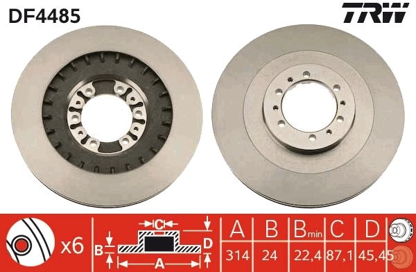 DISC FRANA TRW DF4485 - Compatibil cu MITSUBISHI, MITSUBISHI (BJC)