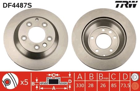 DISC FRANA TRW DF4487S - Compatibil cu AUDI, PORSCHE, VW