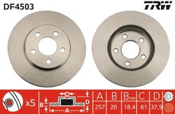DISC FRANA TRW DF4503 - Compatibil cu CHRYSLER, DODGE, PLYMOUTH