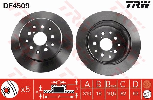 DISC FRANA TRW DF4509 - Compatibil cu LEXUS, TOYOTA