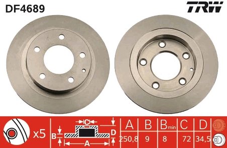 DISC FRANA TRW DF4689 - Compatibil cu MAZDA