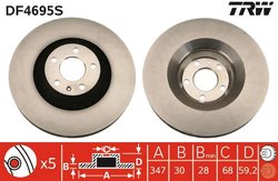 DISC FRANA TRW DF4695S - Compatibil cu AUDI, AUDI (FAW)