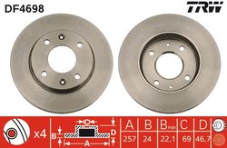 DISC FRANA TRW DF4698 - Compatibil cu HYUNDAI, HYUNDAI (BEIJING), KIA