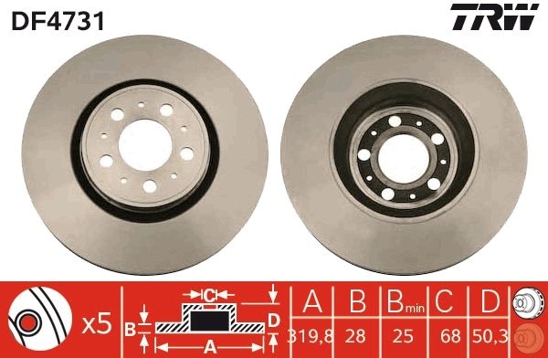 DISC FRANA TRW DF4731 - Compatibil cu VOLVO