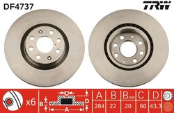 DISC FRANA TRW DF4737 - Compatibil cu FIAT, OPEL, VAUXHALL