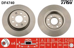 DISC FRANA TRW DF4740 - Compatibil cu ABARTH, FIAT, OPEL, VAUXHALL