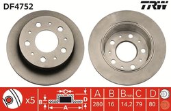 DISC FRANA TRW DF4752 - Compatibil cu CITROEN, FIAT, PEUGEOT