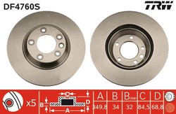 DISC FRANA TRW DF4760S - Compatibil cu AUDI, PORSCHE, VW