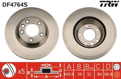 DISC FRANA TRW DF4764S - Compatibil cu AUDI, PORSCHE, VW
