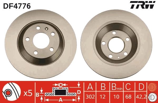 DISC FRANA TRW DF4776 - Compatibil cu AUDI