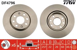 DISC FRANA TRW DF4796 - Compatibil cu FIAT, OPEL, VAUXHALL