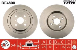 DISC FRANA TRW DF4800 - Compatibil cu DAIHATSU, TOYOTA