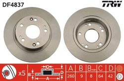 DISC FRANA TRW DF4837 - Compatibil cu CIIMO, GREAT WALL, HONDA, HONDA (DONGFENG)
