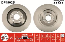 DISC FRANA TRW DF4902S - Compatibil cu AUDI, BENTLEY, VW